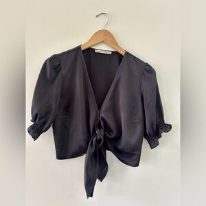 Abercrombie & Fitch Black Tie-Front Blouse